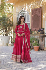 Party-wear Stunning  Blooming Georgette Sequence & Embroidery Work Gown