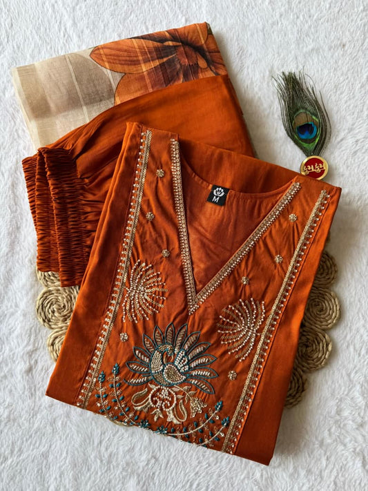 Beautiful Roman Silk Beads Embroidery Thread Moti Work Dress