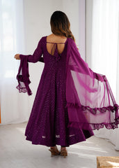 Beautiful Lukhnowi Georgette Sequence Work Anarkali Suit