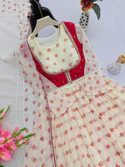 Party-wear Georgette Flower Printed Gown