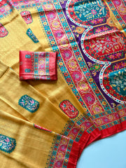 Beautiful Digital Printed Pashmina Zari &  Jacquard Weaving Saree