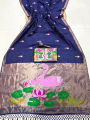 Beautiful Soft Muga Cotton Zari Border Rich Zari Weaving Work Saree