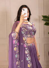 Beautiful Star Georgette Plain With Crease Work Lehenga Choli