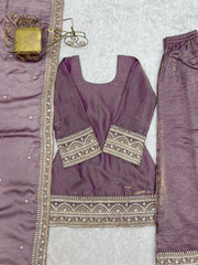Trendy Fendy Silk Embroidery & Sequence Dori Work Palazzo Set