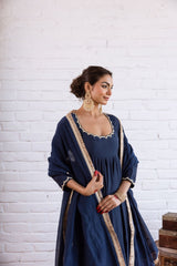 Beautiful Trendy Vichitra Silk Beads Work Anarkali Gown