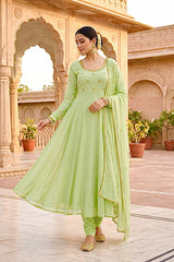 Attractive Real Mirror Embroidery Work Gown
