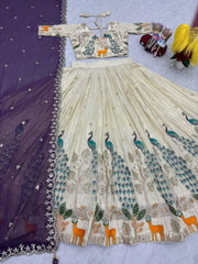 Beautiful Pure Tissue Silk Thread With Sequence Work Lehenga Choli
