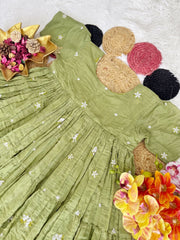 Summer Wear Mull Cotton Chanderi Embroidery Work Gown