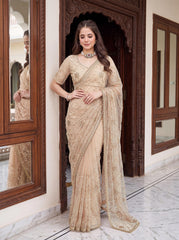 Party-wear Net Beads Sequence & Pearl Embroidery Work Saree