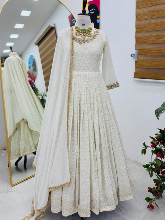 Designer Partywere Georgette Embroidery Work Gown