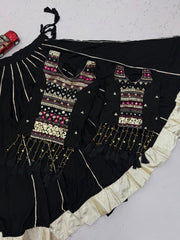 Navratri Special Mirror Handwork & Ribbon Work Lehenga With Stitched Choli