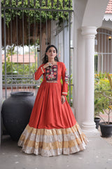 Party-wear Rayon With Kutchi Gamthi Thread Work Gown