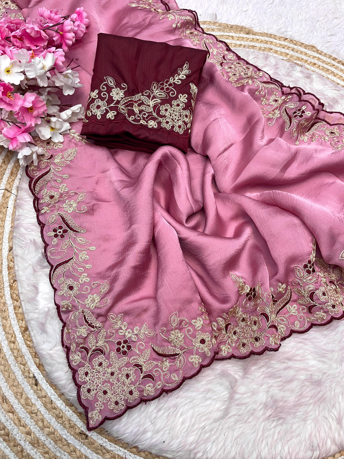 Beautiful Malai Silk Silk Satin Saree