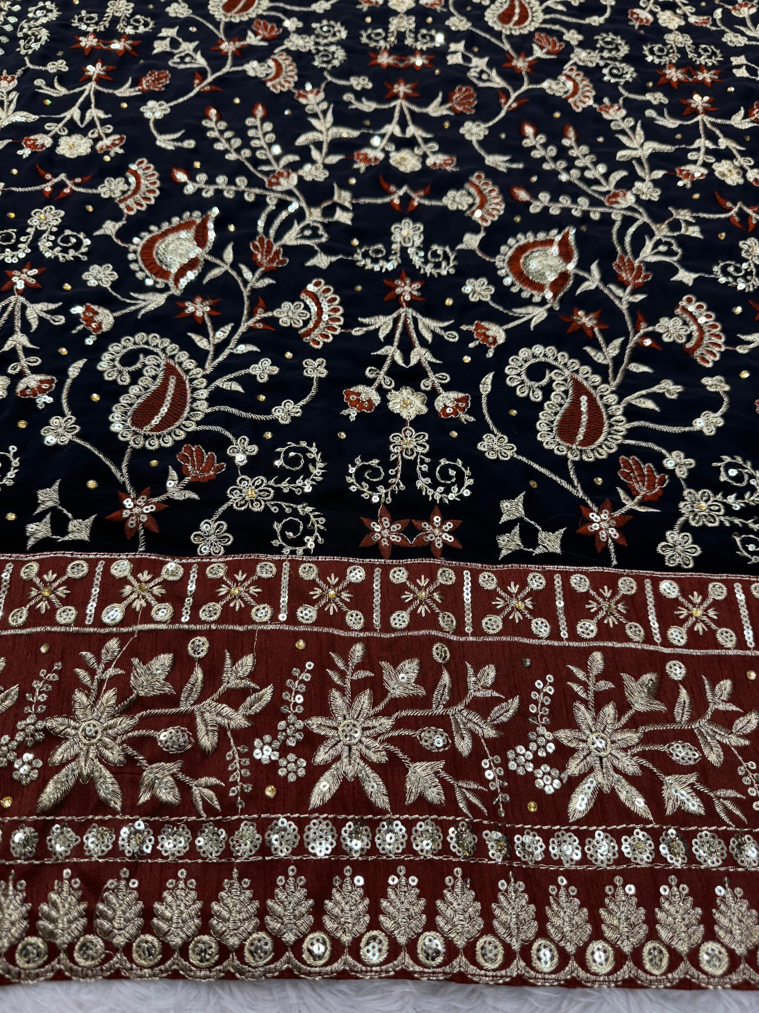 Beautiful Georgette Thread With Sequence & Real Diamond Work Dress