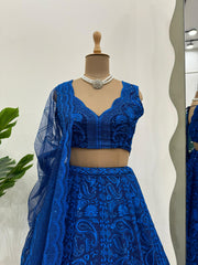 Marvelous Royal Blue Georgette Sequence & Thread Work Lehenga Choli