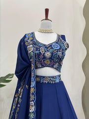 Beautiful Heavy Chinon Silk Thread With Sequence Work Lehenga Choli