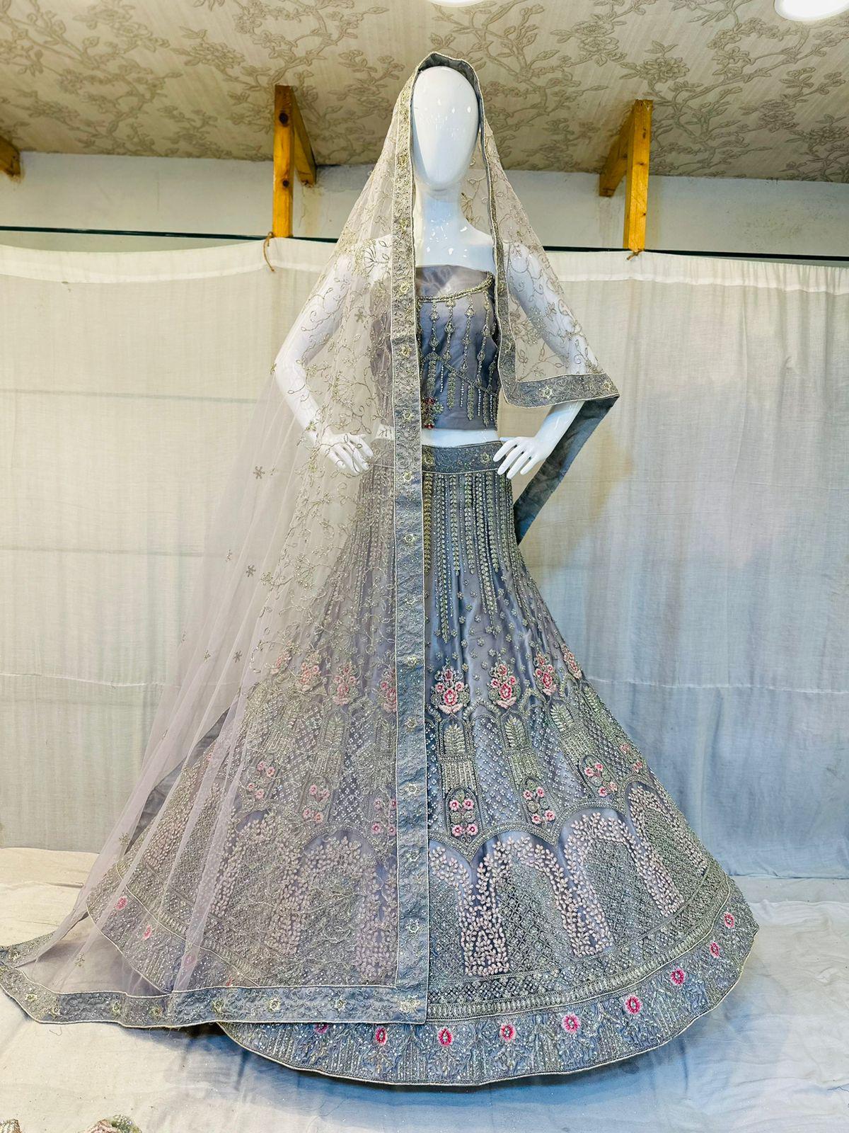 Heavy Multi Work Zarkan Work Bridal Lehenga Choli