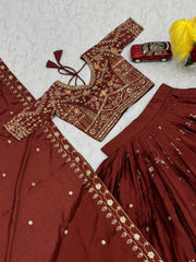 Festival Special Chinon Embroidery Thread & Sequence Work Lehenga Choli