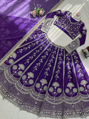 Wedding Wear Georgette Thread With Sequence Work Purple Lehenga Choli