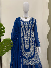 Partywear Designer Georgette Thread With Sequence Work Sharara