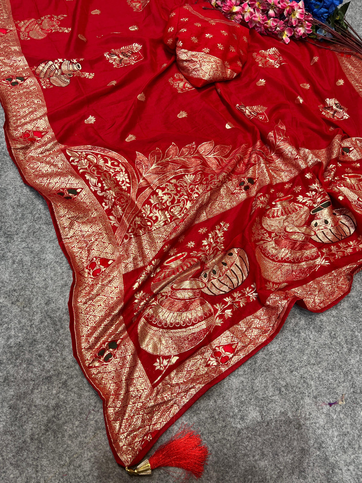 Beautiful Soft Chanderi Viscose Weaving Work Saree