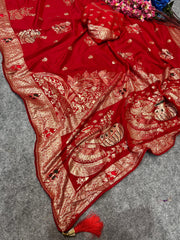 Beautiful Soft Chanderi Viscose Weaving Work Saree