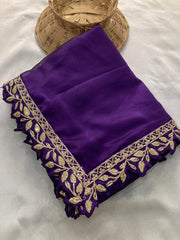 Party-wear Rangoli Silk Embroidery Cutwork Designer Saree