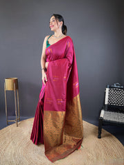 Traditional Pattu Soft Copper Weaving Border Saree