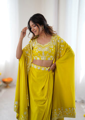 Festive Dhoti Style Co-Ord Set With Shrug