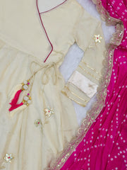 Ethnic Purely Handmade Soft Chinon Handmade Gottapatti Work Anarkali Palazzo