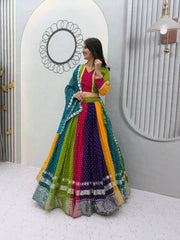 Navratri Special Georgette Multi Colour Lehenga With Stitched Choli