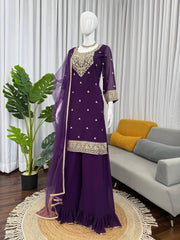 Party-wear Georgette Coding With Sequence Work Sharara