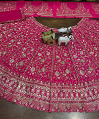 Beautiful Pink Georgette Embroidery Sequence Work Lehenga Choli