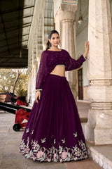 Attractive Georgette Embroidery Work Lehenga Choli