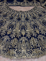 Party-wear Blue Butterfly Net Embroidery Sequence Work Lehenga Choli