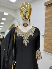 Party-wear Chinon Silk Coding Embroidery Sequence Work Sharara