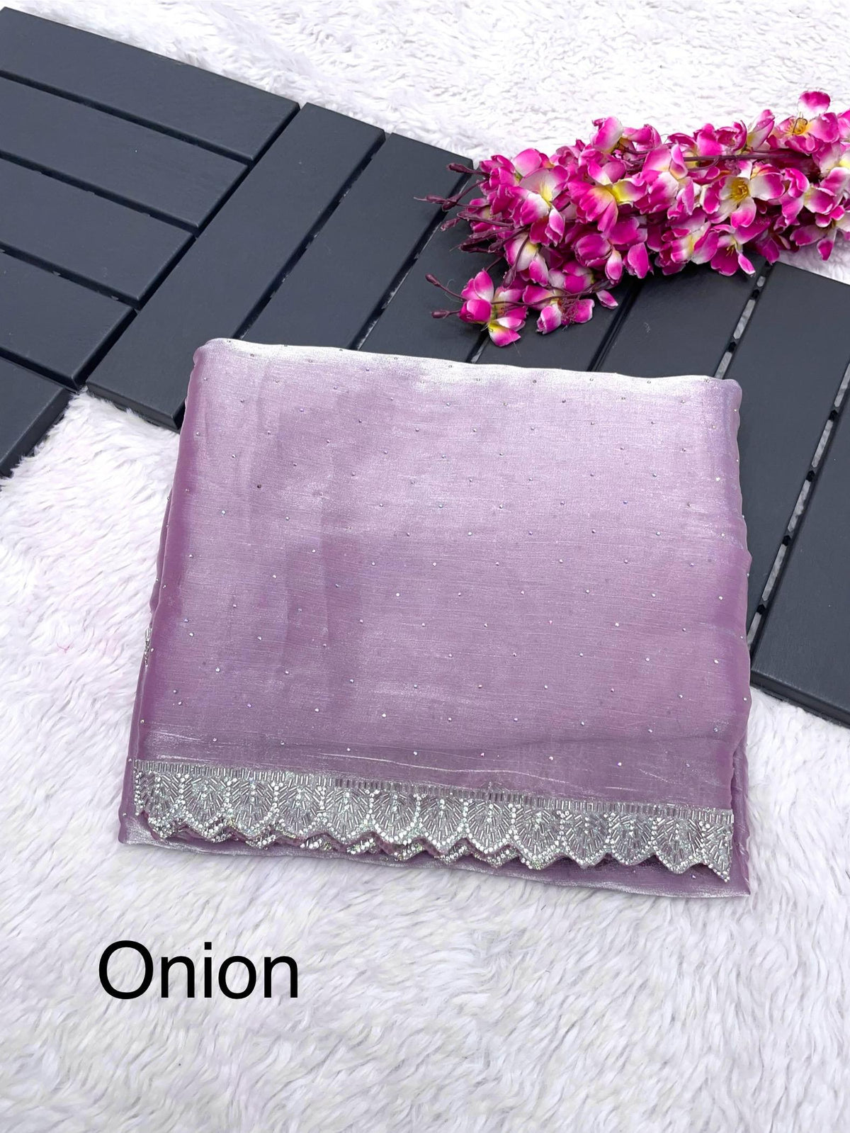 Party-wear Pure Burberry Silk Heavy Handwork Saree