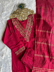 Beautiful Roman Silk With Embroidery & Sequence Work Dress