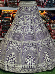 Bridal Reception Special Heavy Net Designer Embroidery Thread  Work Lehenga Choli