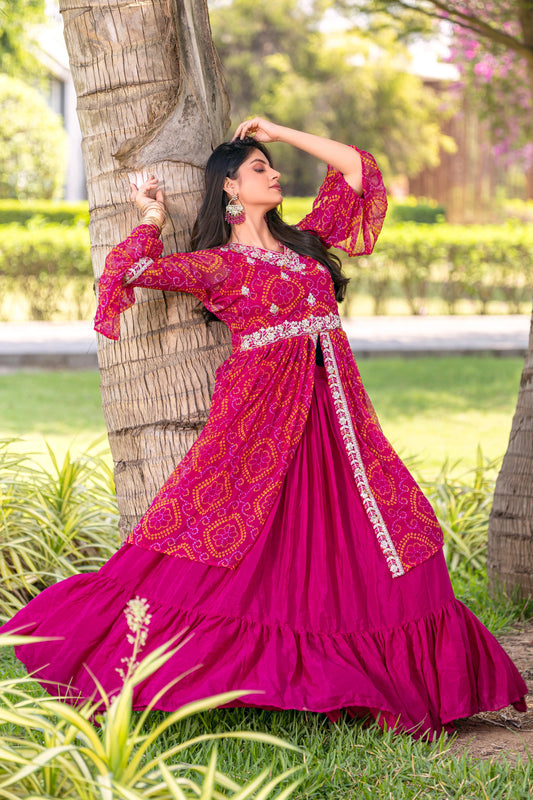 Beautiful Pure Bandhrej Festival Choli With Attached Shrug