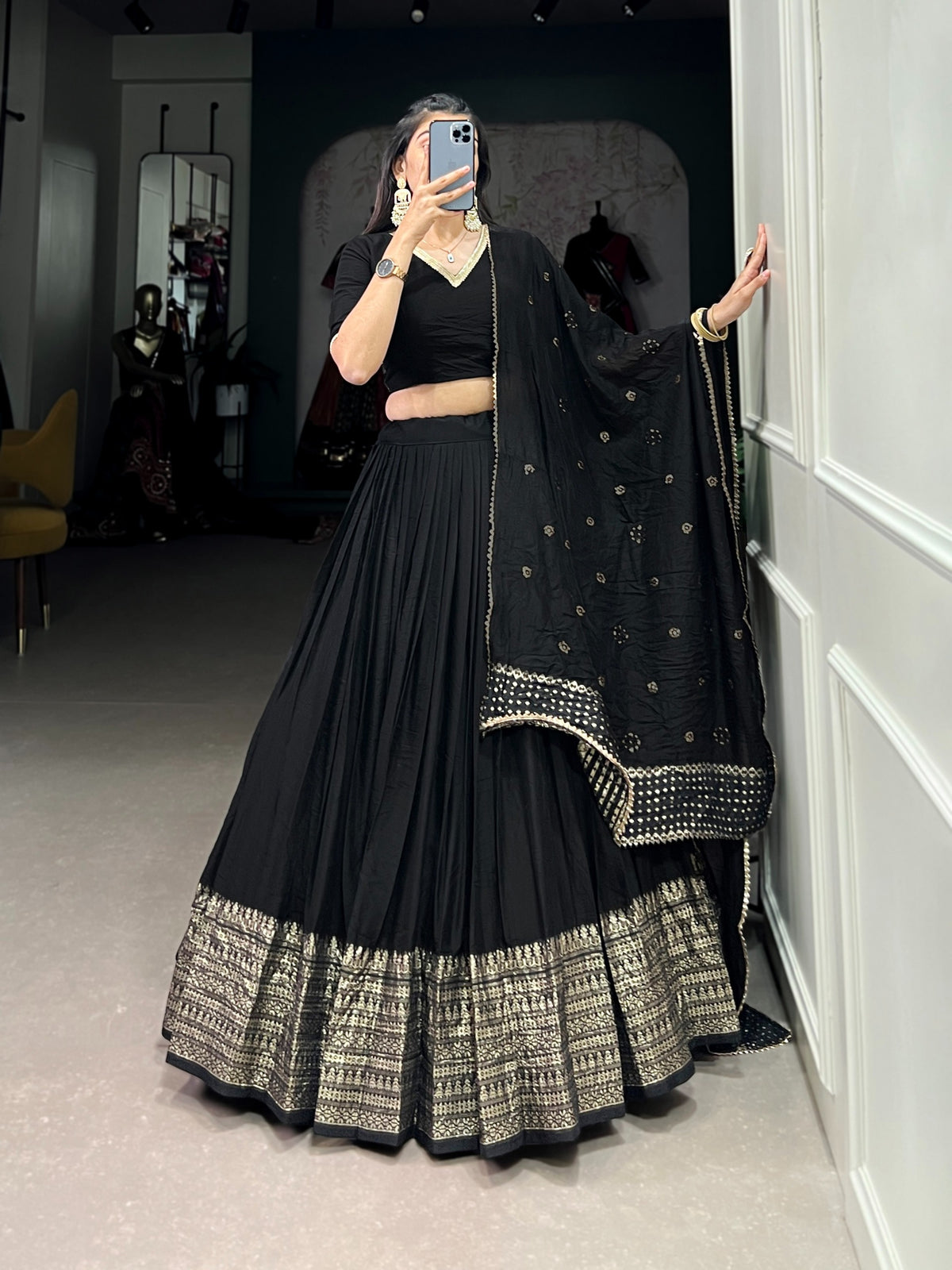 Beautiful Pure Chanderi Plan Lehenga Choli