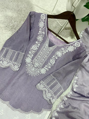 Party-wear Air Tex Chinon Silk Sequence Embroidery Work Suit