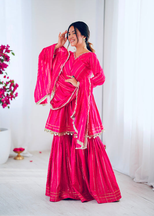 Women’s Rakhi Special Mal Chanderi Real Mirror With Handwork Sharara