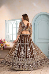 Trending Net Embroidery Sequence Coding Designer Work Lehenga Choli