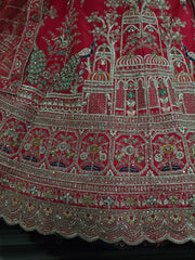 Trending Premium Silk With Zarkan Diamond & Embroidery Work Red Bridal Lehenga