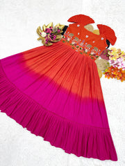 Beautiful Full Stitched Pure Mul Mul Cotton Dual Color Gown