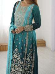 Party-wear Shaded Chinon Silk Coding Sequence & Thread Work Suit