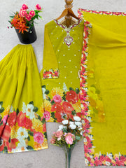 Beautiful Georgette Embroidery Sequence With Digital Printed Salwar Suit