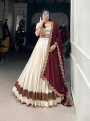 Beautiful Traditional Vichitra Silk Zari Weaving Work Lehenga Choli