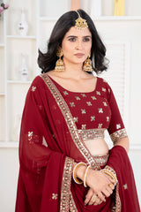 Beautiful Trending Partywear Georgette Embroidery & Sequence Work Lehenga Choli